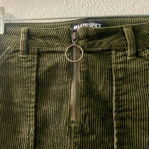 Vintage Blue Spice Military Green Corduroy Mini Skirt Size 5 90s Y2K - Picture 3 of 6